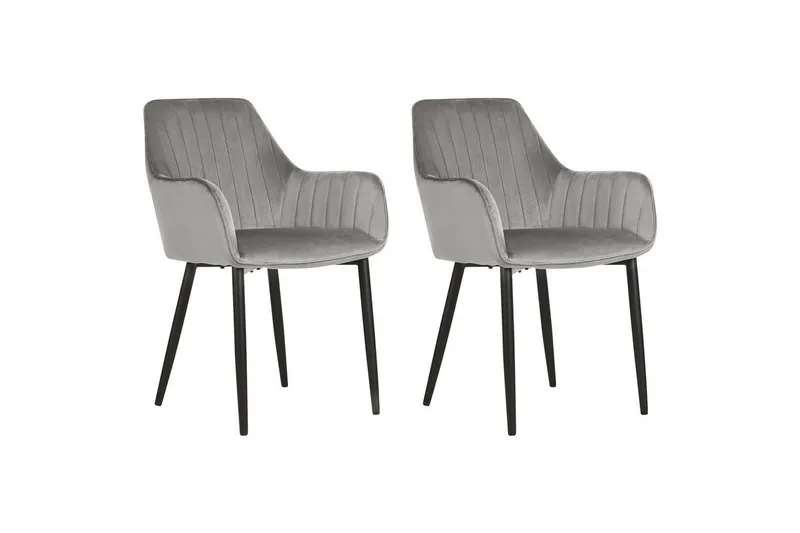 Set med 2 matstolar Wellston, Grå, svart