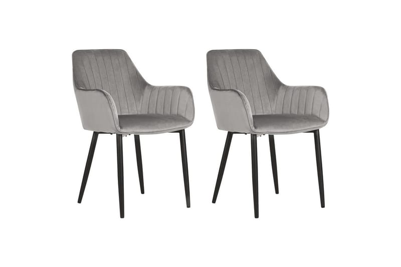 Set med 2 matstolar Wellston - Grå, svart - Möbler - Fåtölj & stolar - Matstol & köksstol