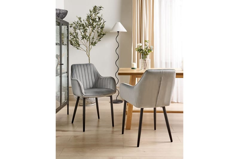 Set med 2 matstolar Wellston - Grå, svart - Möbler - Fåtölj & stolar - Matstol & köksstol