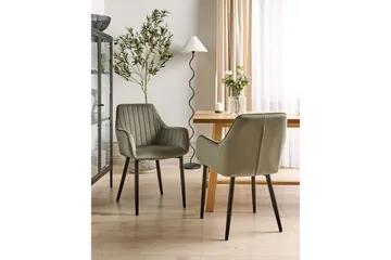 Set med 2 matstolar Wellston - Grön, Svart - Möbler - Fåtölj & stolar - Matstol & köksstol