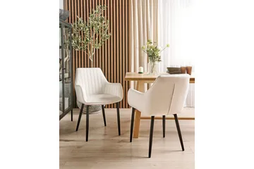 Set med 2 matstolar Wellston - Vit, Svart - Möbler - Fåtölj & stolar - Matstol & köksstol