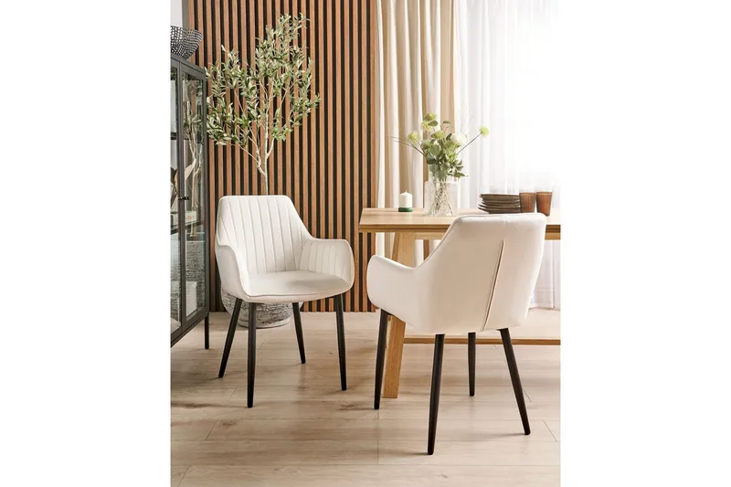Set med 2 matstolar Wellston - Vit, Svart - Möbler - Fåtölj & stolar - Matstol & köksstol