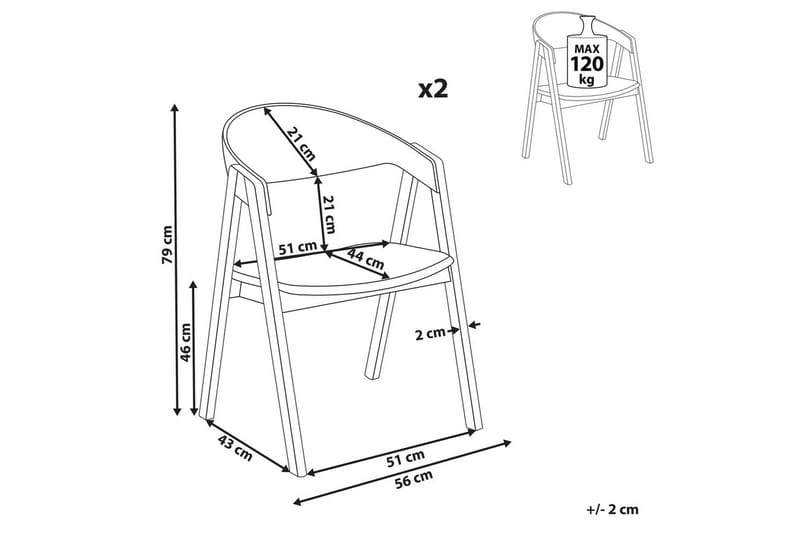 Set med 2 matstolar Yuba - Mörk trä, svart, vit - Möbler - Fåtölj & stolar - Matstol & köksstol