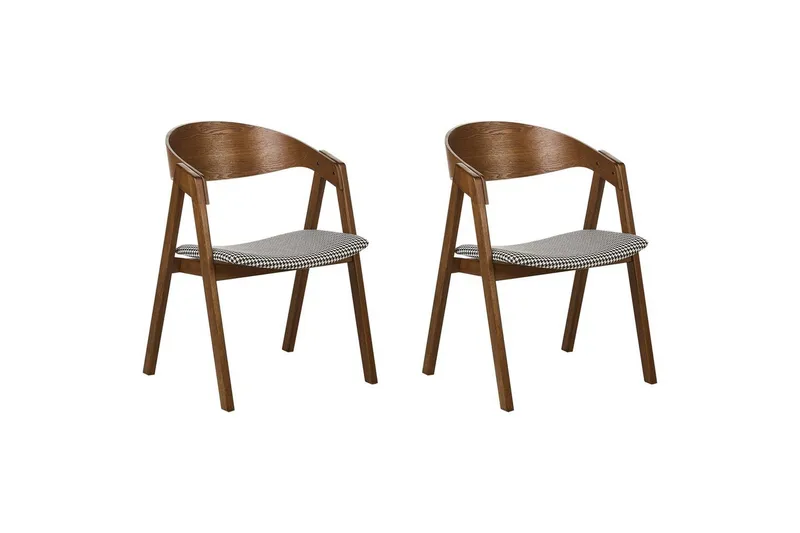 Set med 2 matstolar Yuba, Mörk trä, svart, vit