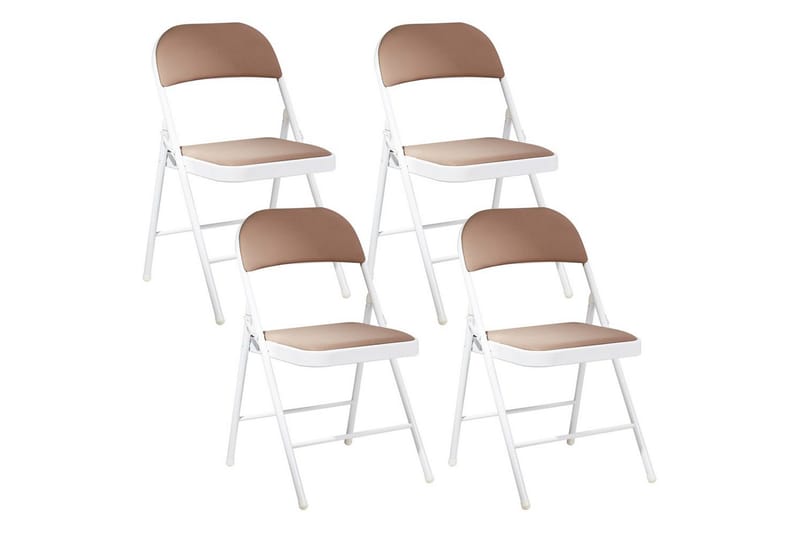 Set med 4 hopfällbara stolar Sparks, Beige, vit