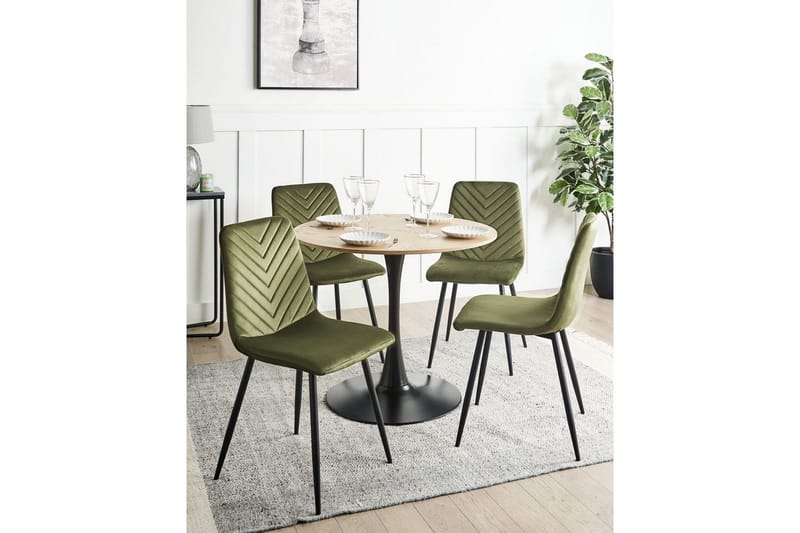 Set med 4 matstolar Havre - Grön, Svart - Möbler - Fåtölj & stolar - Matstol & köksstol