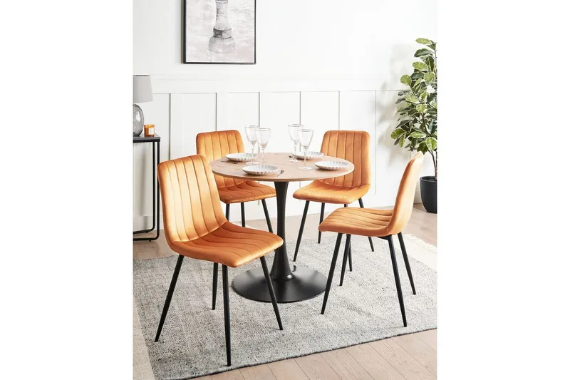 Set med 4 matstolar Kalispell - Orange, svart - Möbler - Fåtölj & stolar - Matstol & köksstol
