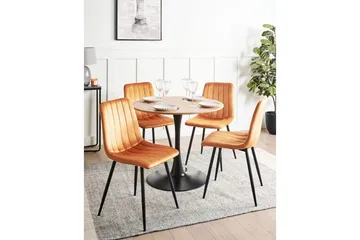 Set med 4 matstolar Kalispell - Orange, svart - Möbler - Fåtölj & stolar - Matstol & köksstol