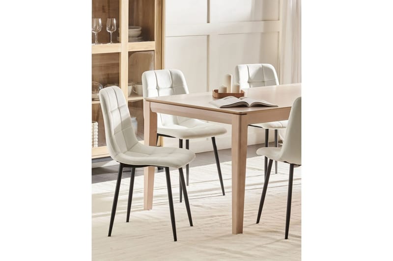 Set med 4 matstolar Powell - Vit, Svart - Möbler - Fåtölj & stolar - Matstol & köksstol