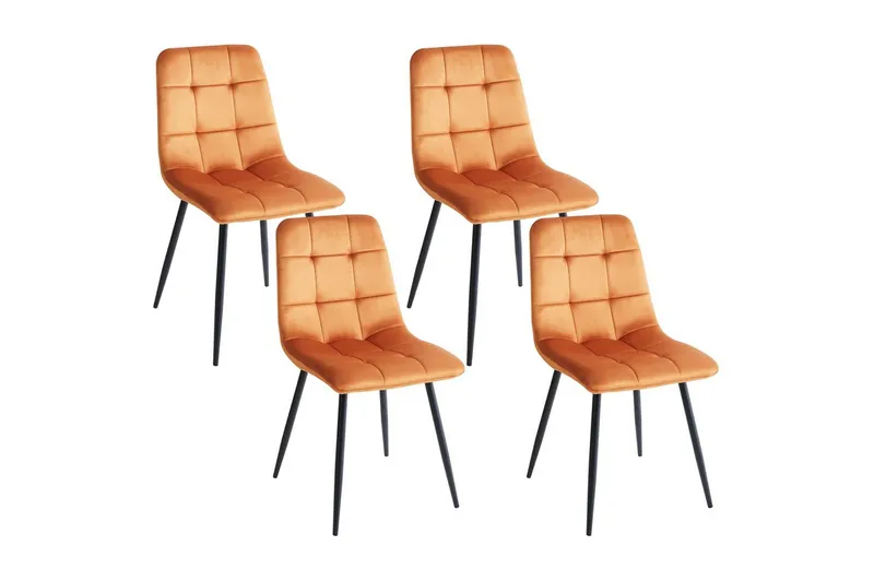 Set med 4 matstolar Powell, Orange, svart