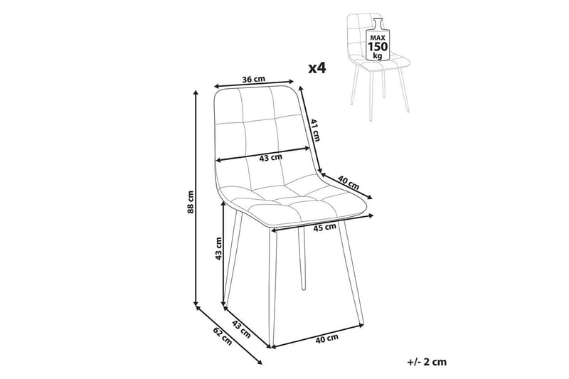 Set med 4 matstolar Powell - Grön, Svart - Möbler - Fåtölj & stolar - Matstol & köksstol