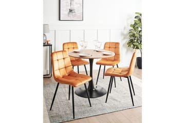 Set med 4 matstolar Powell - Orange, svart - Möbler - Fåtölj & stolar - Matstol & köksstol