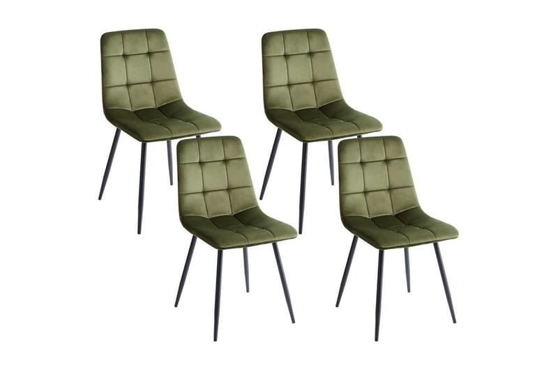 Set med 4 matstolar Powell - Grön, Svart - Möbler - Fåtölj & stolar - Matstol & köksstol