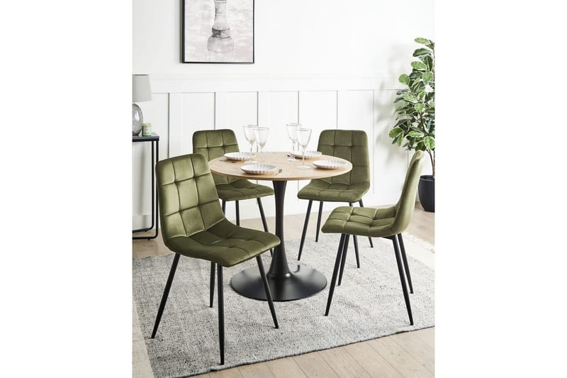 Set med 4 matstolar Powell - Grön, Svart - Möbler - Fåtölj & stolar - Matstol & köksstol