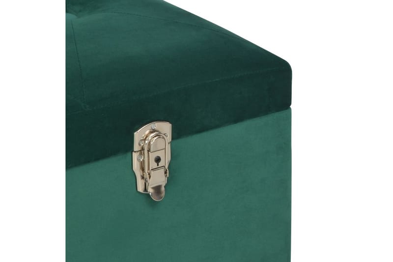 Bänk med förvaringsutrymme 105 cm grön sammet - Grön - Sittbänk - Hallbänk