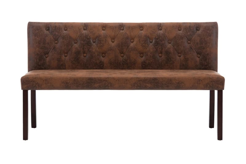 Bänk 148,5 cm konstmocka brun - Brun - Bänk med ryggstöd