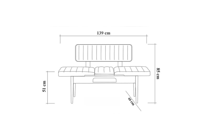 Bänk Orrest 85 cm - Valnöt - Bänk med ryggstöd