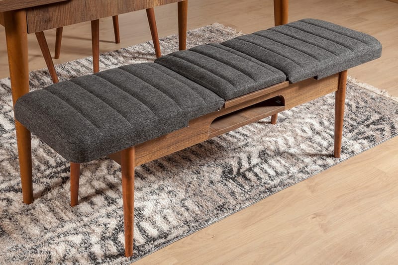 Bänk Swonger 51 cm - Valnöt|Antracit - Möbler - Fåtölj & stolar - Sittbänk - Bänk med ryggstöd