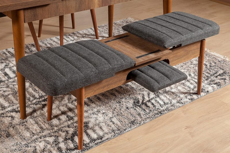 Bänk Swonger 51 cm - Valnöt|Antracit - Möbler - Fåtölj & stolar - Sittbänk - Bänk med ryggstöd