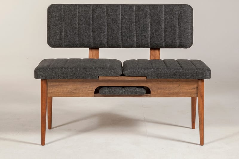 Bänk Swonger 85 cm - Valnöt|Antracit - Möbler - Fåtölj & stolar - Sittbänk - Bänk med ryggstöd