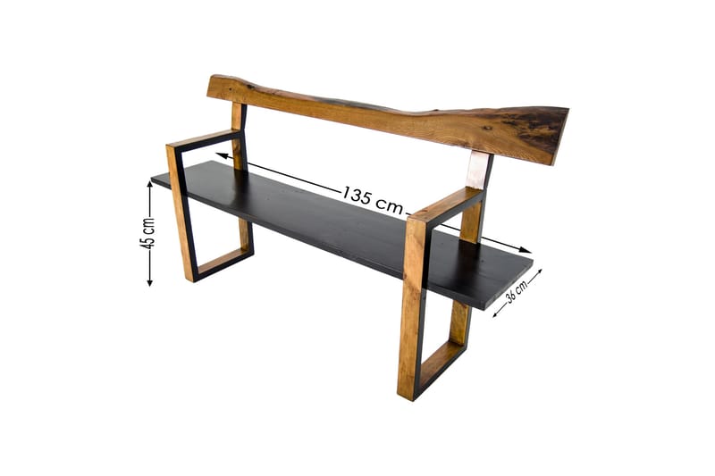 Sittbänk Constantin 135 cm - Valnöt/Brun/Mörkbrun/Svart - Möbler - Fåtölj & stolar - Sittbänk - Bänk med ryggstöd