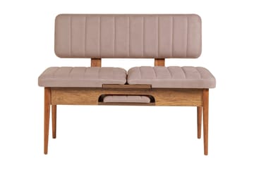 Sittbänk Vinadi 110 cm - Mörkbrun/Grå - Möbler - Fåtölj & stolar - Sittbänk - Bänk med ryggstöd