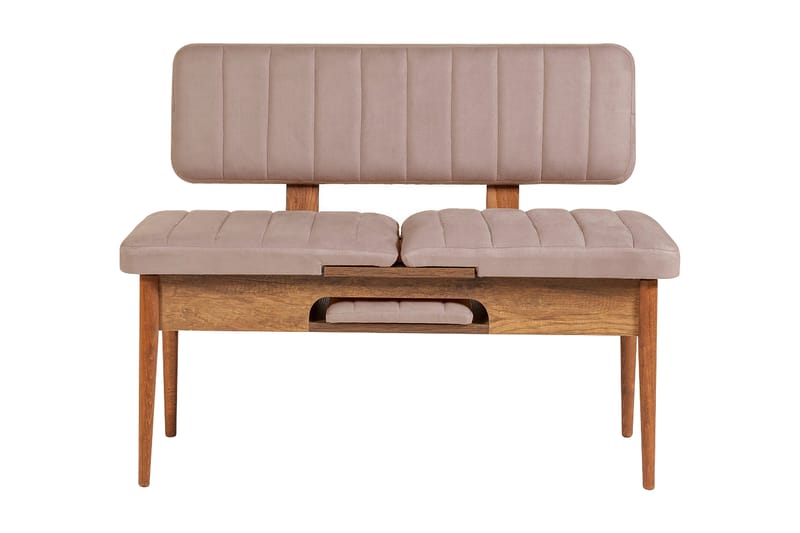 Sittbänk Vinadi 110 cm - Mörkbrun/Grå - Möbler - Fåtölj & stolar - Sittbänk - Bänk med ryggstöd