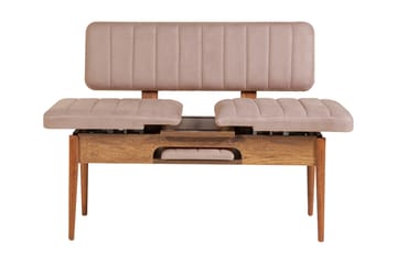 Sittbänk Vinadi 110 cm - Mörkbrun/Grå - Möbler - Fåtölj & stolar - Sittbänk - Bänk med ryggstöd