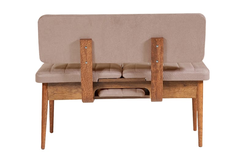 Sittbänk Vinadi 110 cm - Mörkbrun/Grå - Möbler - Fåtölj & stolar - Sittbänk - Bänk med ryggstöd