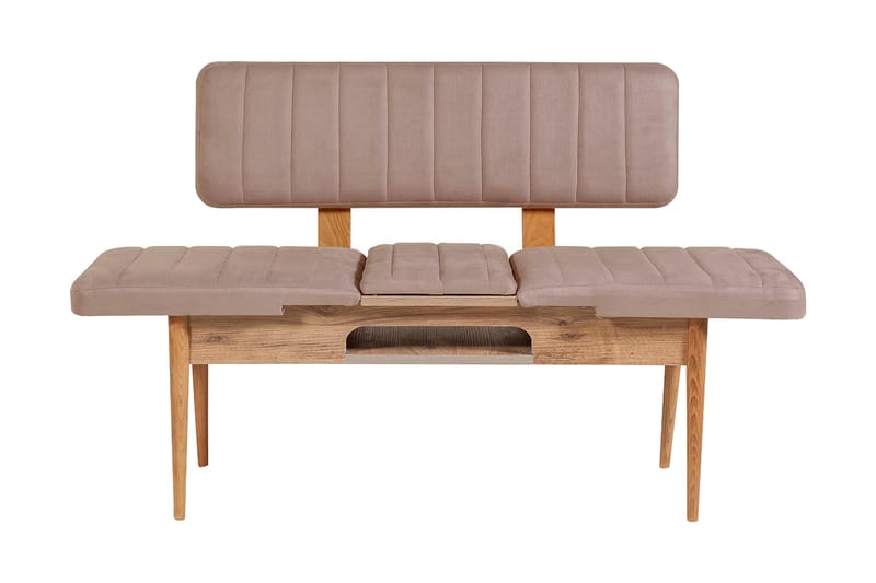 Sittbänk Vinadi 110 cm - Trä/natur/Grå - Möbler - Fåtölj & stolar - Sittbänk - Bänk med ryggstöd