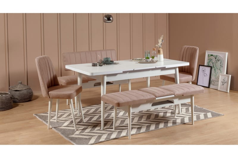 Sittbänk Vinadi 110 cm - Vit/Grå - Möbler - Fåtölj & stolar - Sittbänk - Bänk med ryggstöd