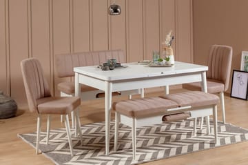 Sittbänk Vinadi 110 cm - Vit/Grå - Möbler - Fåtölj & stolar - Sittbänk - Bänk med ryggstöd
