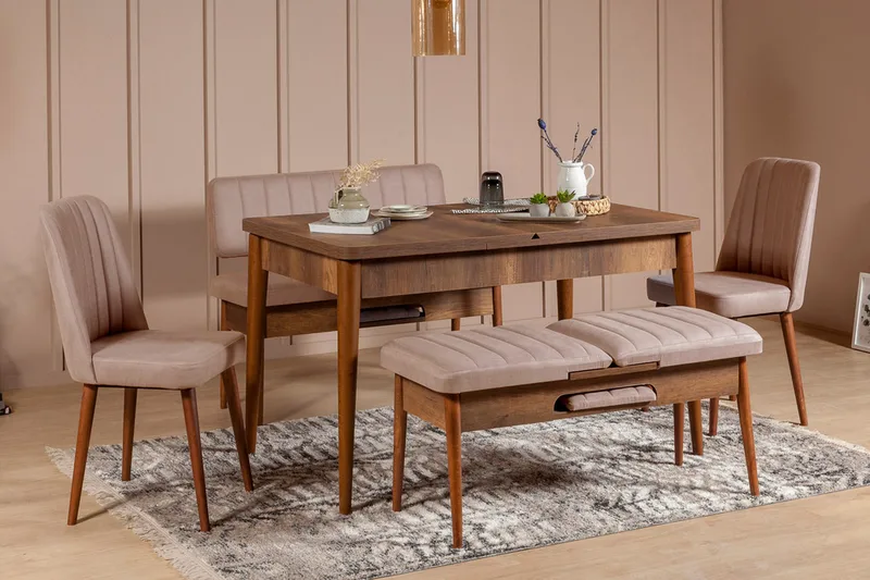 Valsot Sittbänk 110 cm - Mörkbrun/Grå - Möbler - Fåtölj & stolar - Sittbänk - Bänk med ryggstöd