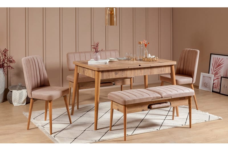 Valsot Sittbänk 110 cm - Trä/natur/Grå - Möbler - Fåtölj & stolar - Sittbänk - Bänk med ryggstöd