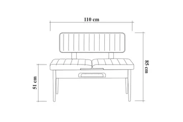Valsot Sittbänk 110 cm - Trä/natur/Grå - Möbler - Fåtölj & stolar - Sittbänk - Bänk med ryggstöd