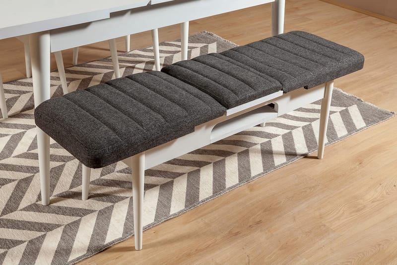 Bänk Swonger 51 cm - Vit|Antracit - Möbler - Fåtölj & stolar - Sittbänk - Bänk med ryggstöd