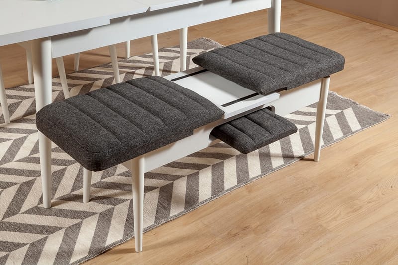Bänk Swonger 51 cm - Vit|Antracit - Möbler - Fåtölj & stolar - Sittbänk - Bänk med ryggstöd