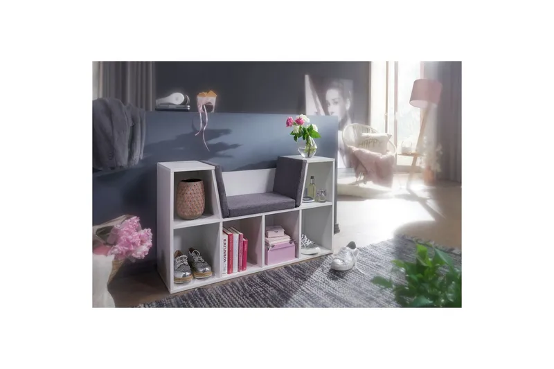 Bänk Wohnling Melaminbelagd spånskiva Klädd sittplats Förvaringsutrymme Modern - Möbler - Fåtölj & stolar - Sittbänk - Bänk med ryggstöd