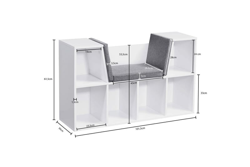 Bänk Wohnling Melaminbelagd spånskiva Klädd sittplats Förvaringsutrymme Modern - Möbler - Fåtölj & stolar - Sittbänk - Bänk med ryggstöd
