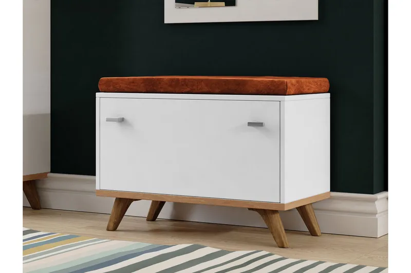 Cheshunt Sittbänk med förvaring - Vit/Ek - Möbler - Fåtölj & stolar - Sittbänk - Sittbänk med förvaring