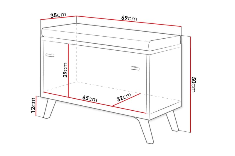 Cheshunt Sittbänk med förvaring - Vit/Ek - Möbler - Fåtölj & stolar - Sittbänk - Sittbänk med förvaring