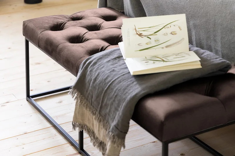 Ella Sittbänk 120cm Djuphäftad - Brun/Sammet - Möbler - Fåtölj & stolar - Sittbänk
