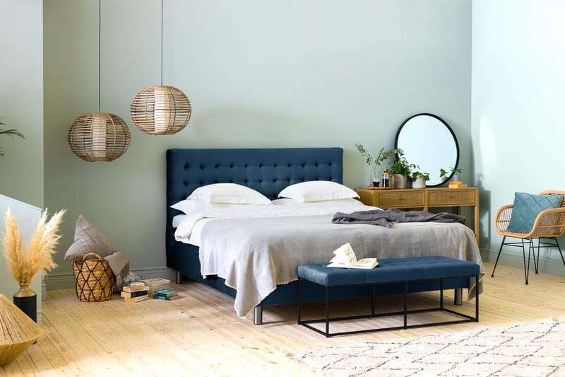 Ella Sittbänk 120cm Rutig - Blå/Sammet - Möbler - Fåtölj & stolar - Sittbänk