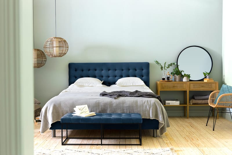 Ella Sittbänk 120cm Rutig - Blå/Sammet - Möbler - Fåtölj & stolar - Sittbänk