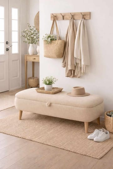Elvaris Bänk 90x45x30 cm - Beige - Möbler - Fåtölj & stolar - Sittbänk