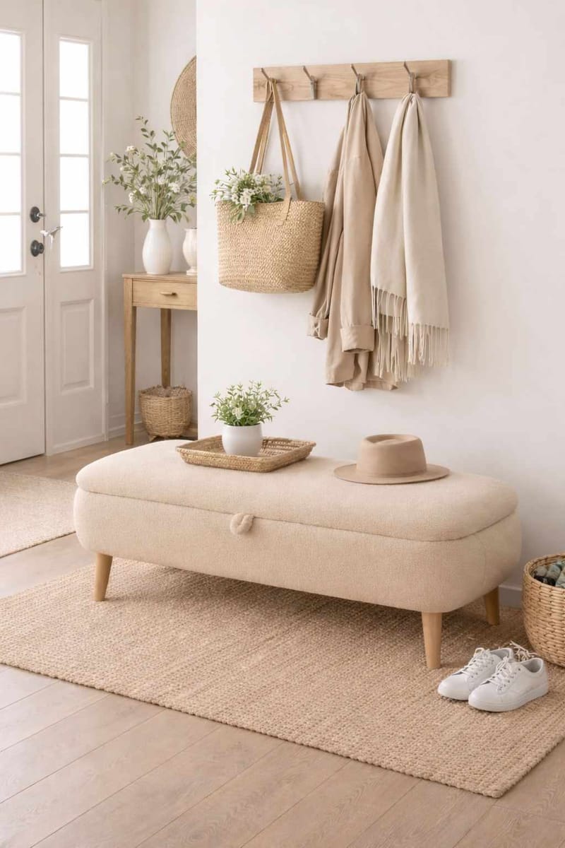 Elvaris Bänk 90x45x30 cm - Beige - Möbler - Fåtölj & stolar - Sittbänk