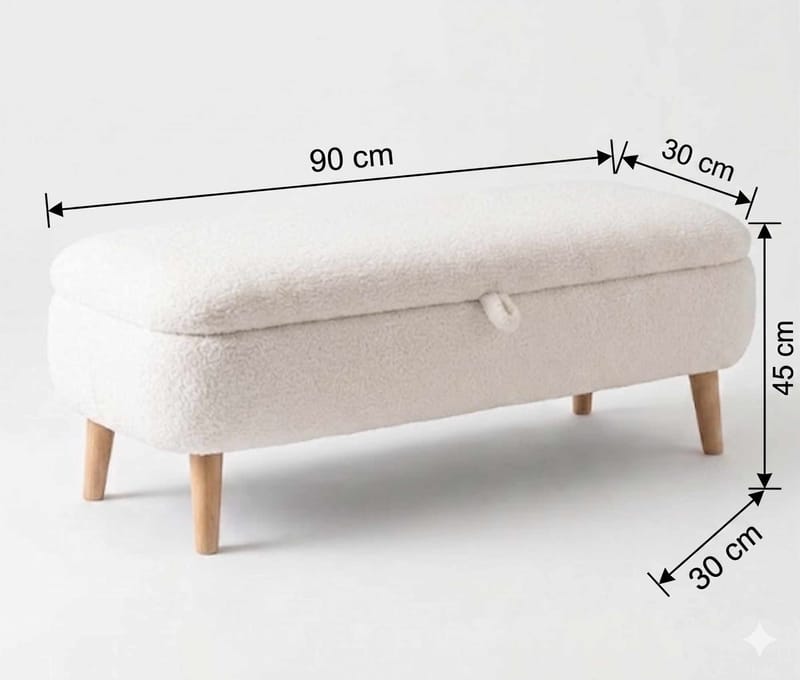 Elvaris Bänk 90x45x30 cm - Vit - Möbler - Fåtölj & stolar - Sittbänk