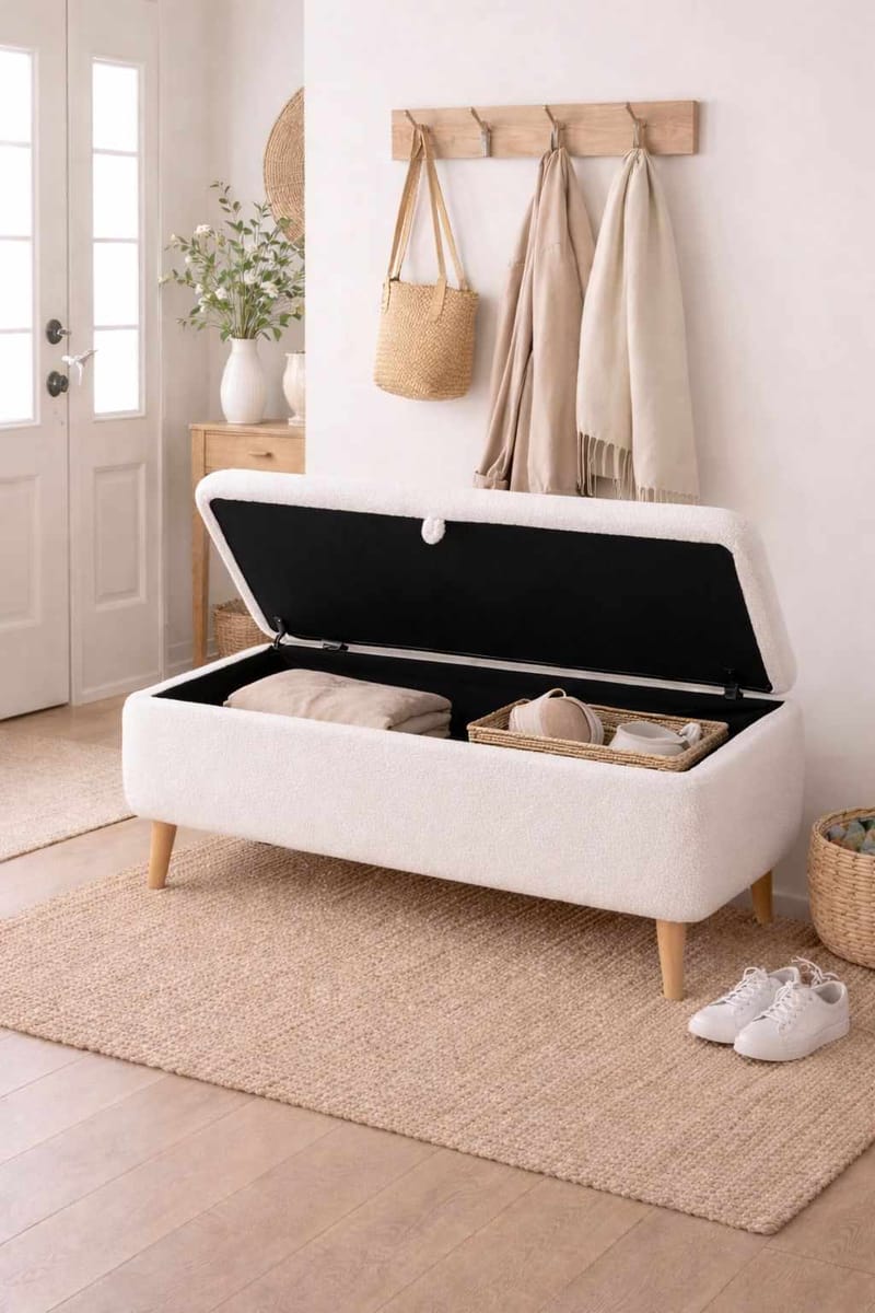 Elvaris Bänk 90x45x30 cm - Vit - Möbler - Fåtölj & stolar - Sittbänk