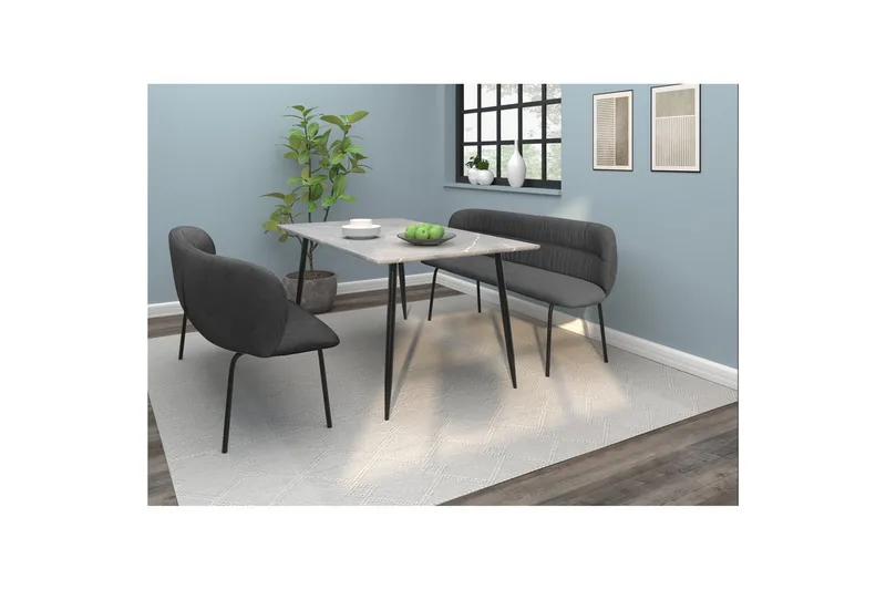 Matbänk Casey Grå - Grå - Möbler - Fåtölj & stolar - Sittbänk - Bänk med ryggstöd