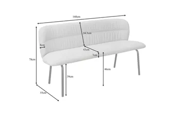 Matbänk Casey Grå - Grå - Möbler - Fåtölj & stolar - Sittbänk - Bänk med ryggstöd